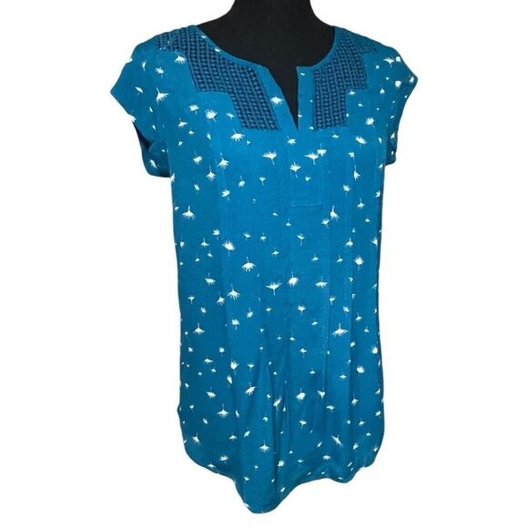 Daniel Rainn Blue Dandelion Cap Sleeve Crochet Detail Top - XS - Picture 1 of 7